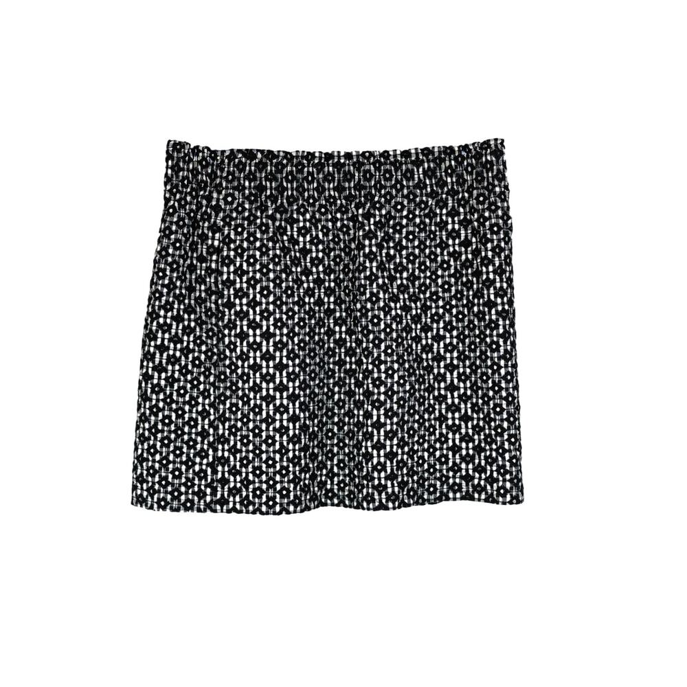 J Crew 10 Skirt Mini Elastic Waist Pockets Gingham Black White